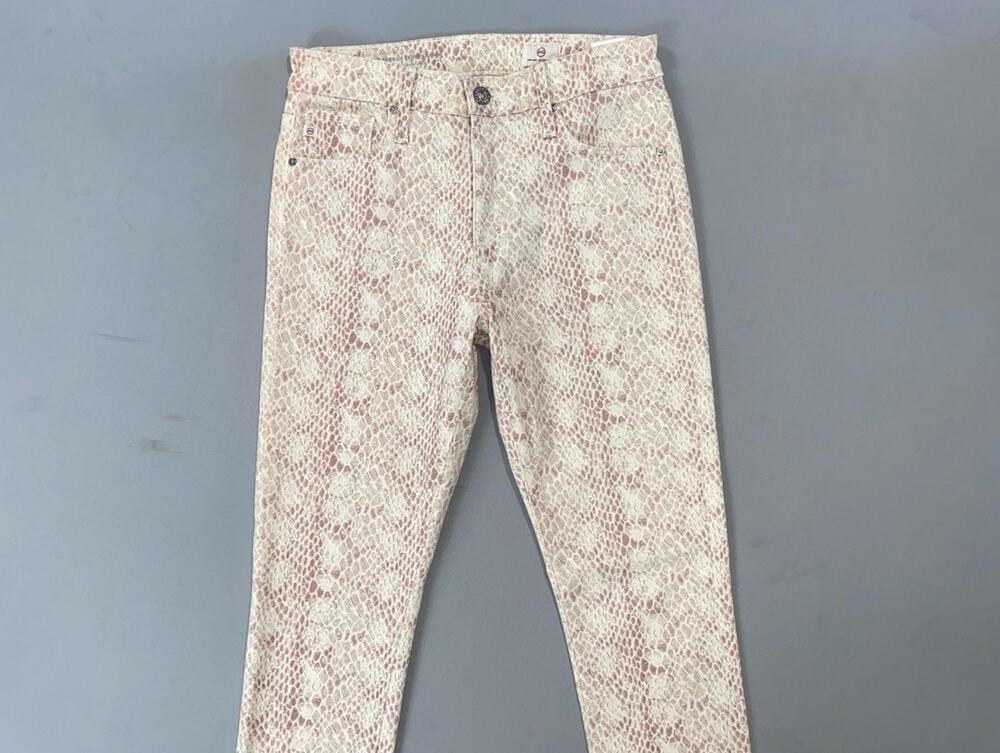 AG The Farrah Skinny Ankle High Rise Stretch Sateen Jeans. Snakeskin, Women's 26